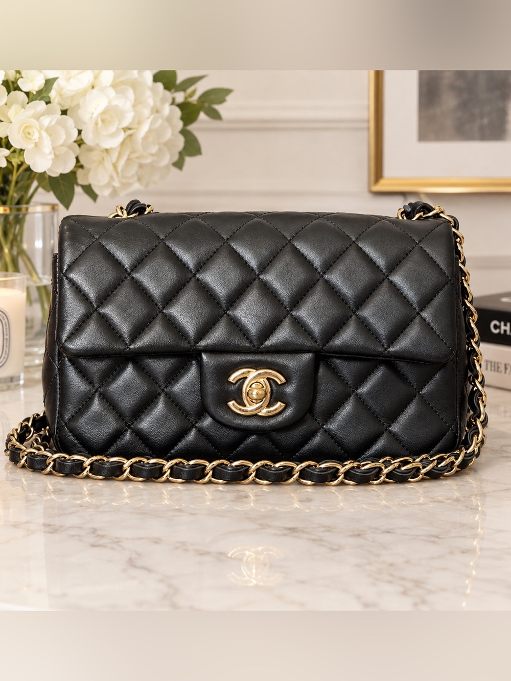 CHANEL Mini Classic Handbag with Gold Hardware
